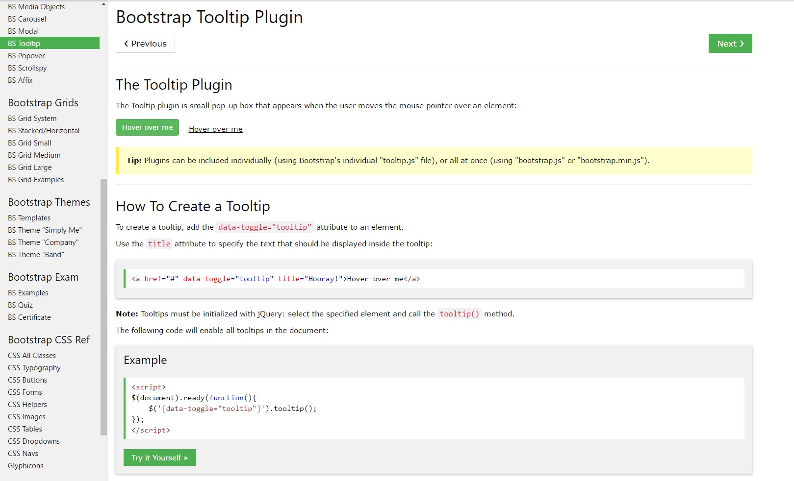 Bootstrap Tooltips  short training