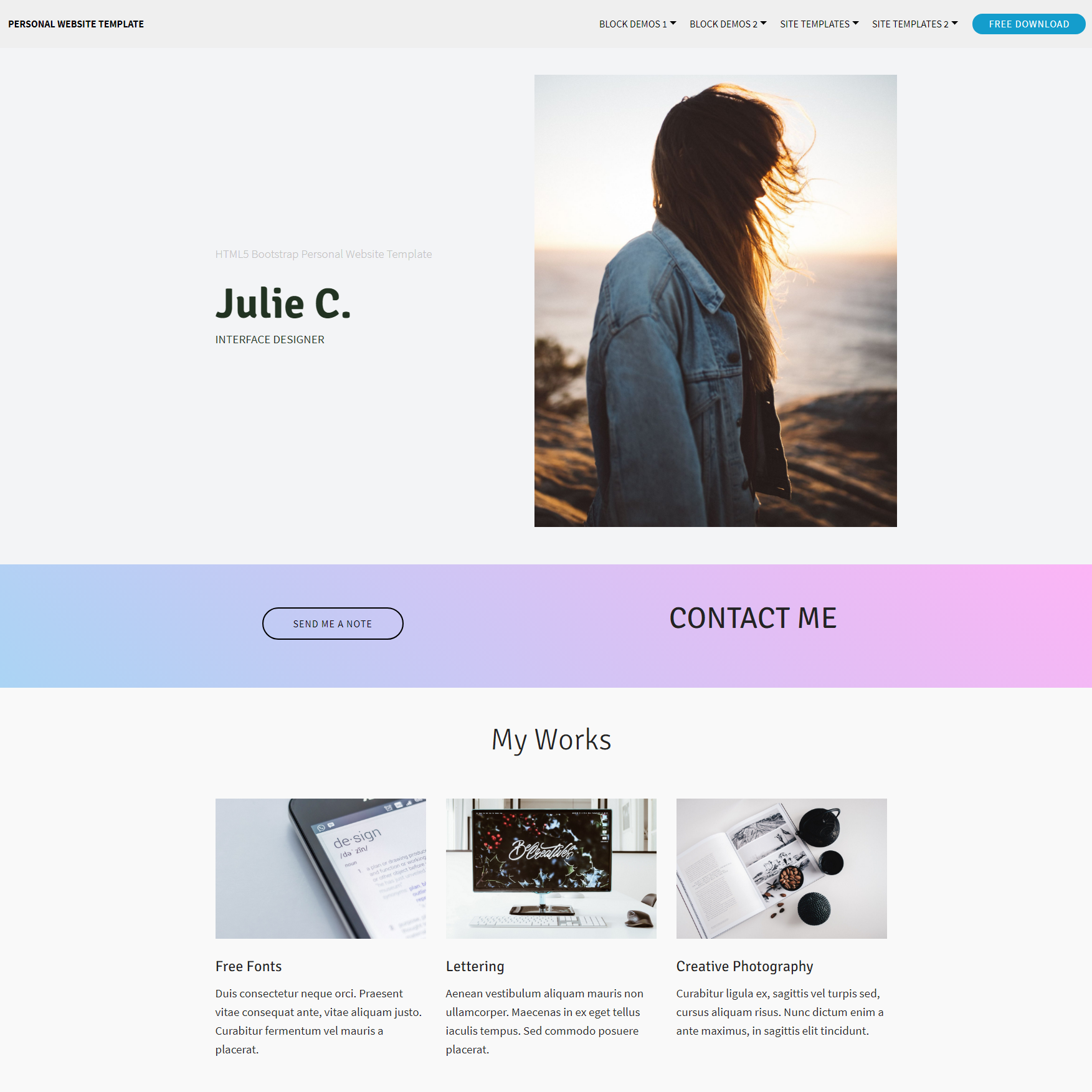 HTML5 Bootstrap Personal website Templates