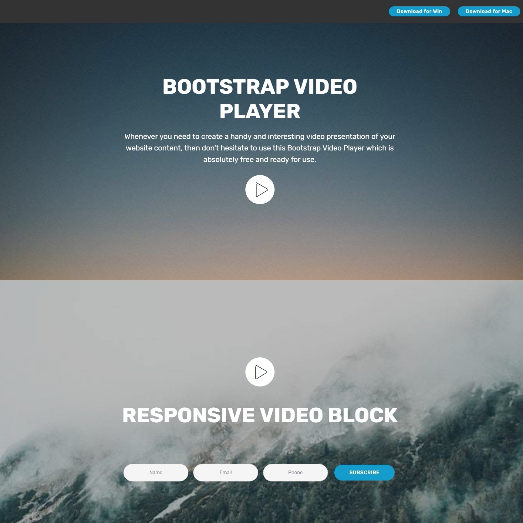 Creative and Beautiful HTML5 Bootstrap Modal Video Backgrounds and Collapse  Menu Demos